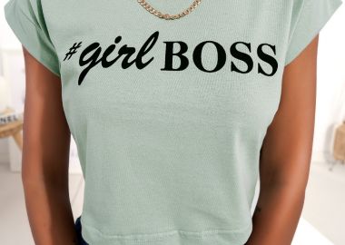 GIRL BOSS MINT CROP TSHIRT - sense-shop - 