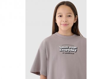 Girls' oversize printed crop top 4F 4FJRSS25TTSHF258783S - 4f - 