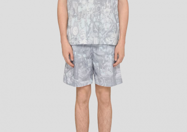 GIVENCHY Ανδρικό Γκρι T-shirt In Cotton With Hubert Objects Print - GIVENCHY - 