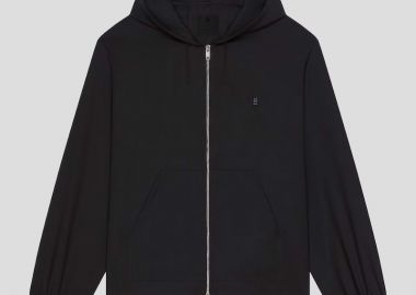 GIVENCHY Ανδρικό Μαύρο 4G Wool Zipped Hoodie - GIVENCHY - 