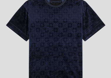 GIVENCHY Ανδρικό Μπλε Monogram 72 Velvet T-Shirt - GIVENCHY - 
