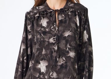 ΓΚΡΙ ΦΛΟΡΑΛ ΜΠΛΟΥΖΑ ΜΕ ΒΟΛΑΝ - Anna Raxevsky - 