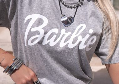 ΓΚΡΙ ΜΕ ΛΕΥΚΟ T-SHIRT BARBIE - fashionroom - 