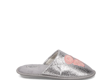 Γκρι μεταλλιζέ γυναικεία παντόφλα - MIGATO - 