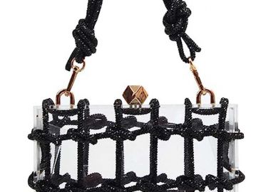 glamorous plexiglass strass clutch Karl black - PerfectDress.gr - 