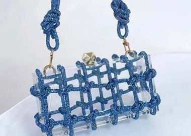 glamorous plexiglass strass clutch Karl blue - PerfectDress.gr - 