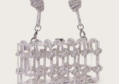 glamorous plexiglass strass clutch Karl silver - PerfectDress.gr - 