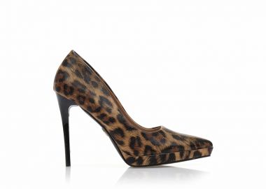 Γόβες animal print δερματίνη με φιάπα μυτερές ΛΕΟΠΑΡ - Tsoukalas - 