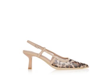 Γόβες animal print με δίχτυ μυτερές ΛΕΟΠΑΡ - Tsoukalas - 