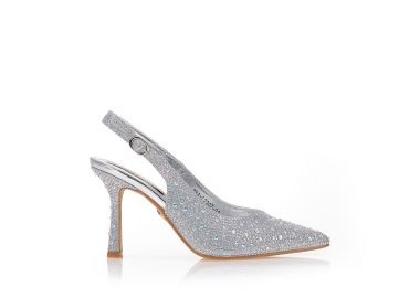 Γόβες ασημί λούρεξ από στρας μυτερές ΑΣΗΜΙ - Tsoukalas - 