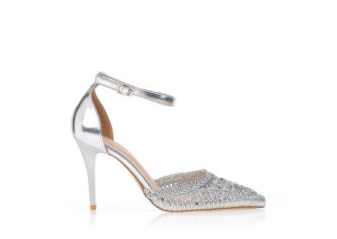 Γόβες ασημί με κεντητό σχέδιο ΑΣΗΜΙ - Tsoukalas - 