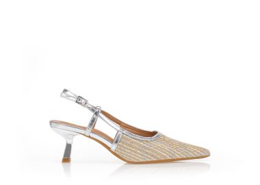 Γόβες ασημί ψάθινες μυτερές ΑΣΗΜΙ - Tsoukalas - 