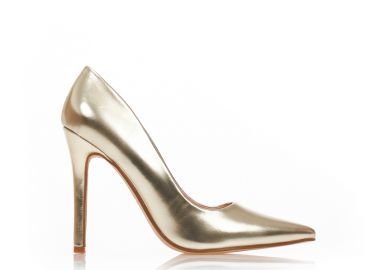 Γόβες χρυσές δερματίνη μυτερές ΧΡΥΣΟ - Tsoukalas - 