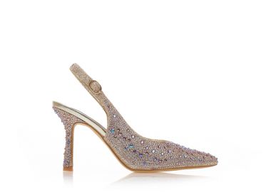 Γόβες χρυσές λούρεξ από στρας μυτερές ΧΡΥΣΟ - Tsoukalas - 