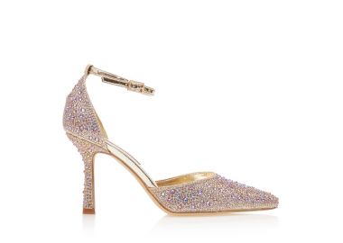 Γόβες χρυσές λούρεξ από στρας μυτερές ΧΡΥΣΟ - Tsoukalas - 