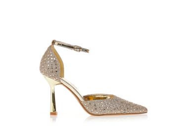 Γόβες χρυσές λούρεξ με στρας ΧΡΥΣΟ - Tsoukalas - 