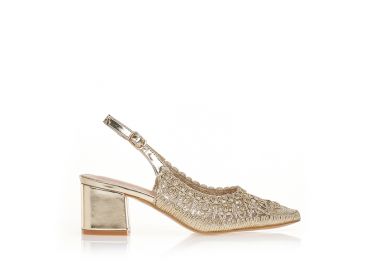 Γόβες χρυσές με διάτρητο σχέδιο ΧΡΥΣΟ - Tsoukalas - 