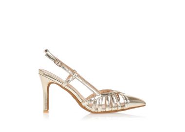 Γόβες χρυσές με λουράκια ΧΡΥΣΟ - Tsoukalas - 