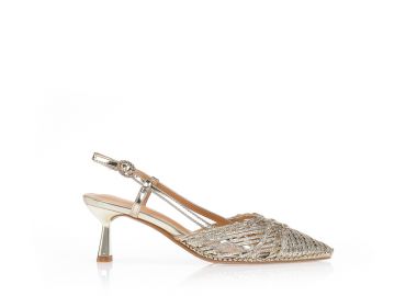 Γόβες χρυσές με πλεκτό σχέδιο ΧΡΥΣΟ - Tsoukalas - 