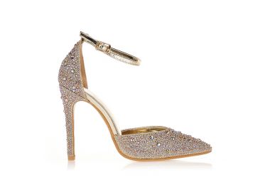 Γόβες χρυσές με στρας ΧΡΥΣΟ - Tsoukalas - 