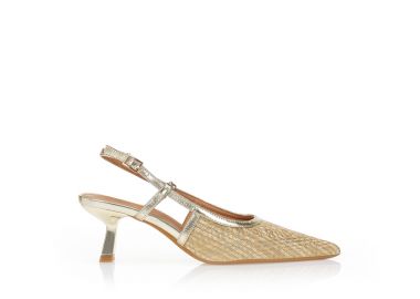 Γόβες χρυσές ψάθινες μυτερές ΧΡΥΣΟ - Tsoukalas - 