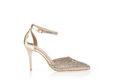 Γόβες χρυσό με κεντητό σχέδιο ΧΡΥΣΟ - Tsoukalas - 