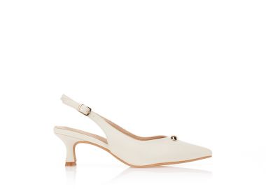 Γόβες δερματίνη ανάγλυφες με οβάλ μεταλλική λεπτομέρεια ΜΠΕΖ - Tsoukalas - 