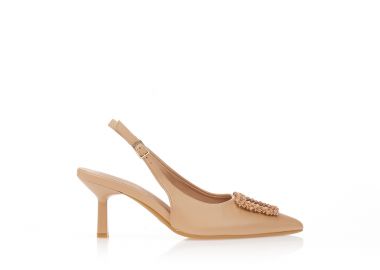 Γόβες δερματίνη με αγκράφα ΚΑΜΕΛ - Tsoukalas - 