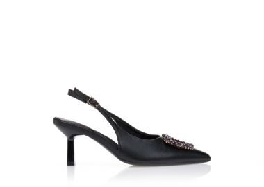 Γόβες δερματίνη με αγκράφα ΜΑΥΡΟ - Tsoukalas - 