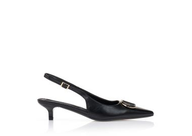 Γόβες δερματίνη με αγκράφα ΜΑΥΡΟ - Tsoukalas - 