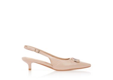 Γόβες δερματίνη με αγκράφα NUDE - Tsoukalas - 