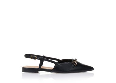 Γόβες δερματίνη με ιδαίτερη αγκράφα ΜΑΥΡΟ - Tsoukalas - 