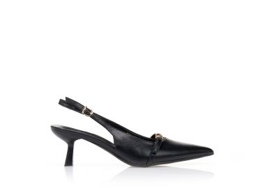 Γόβες δερματίνη με ιδαίτερο τακούνι ΜΑΥΡΟ - Tsoukalas - 