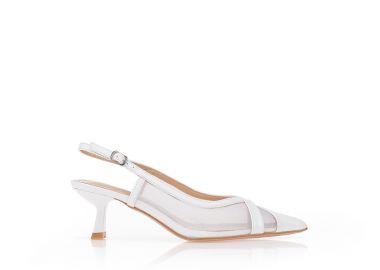 Γόβες διατρητές με λεπτομέρειες δερματίνης ΛΕΥΚΟ - Tsoukalas - 