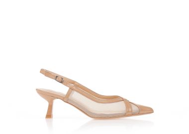 Γόβες διατρητές με λεπτομέρειες δερματίνης ΠΟΥΡΟ - Tsoukalas - 