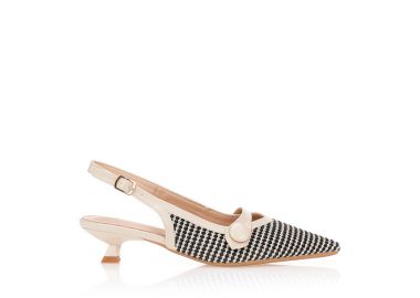 Γόβες δίχρωμες slingback με πλεκτό σχέδιο ΜΑΥΡΟ - Tsoukalas - 