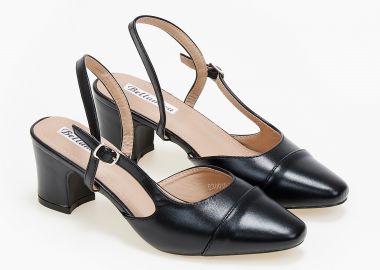 Γόβες εξώφτερνες με χοντρό τακούνι - Μαύρο - Issue - 