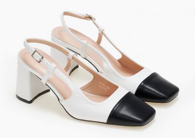 Γόβες εξώφτερνες με συνδυασμό χρωμάτων - Λευκό - Issue - 