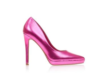 Γόβες φούξια δερματίνη μεταλλιζέ με φιάπα μυτερές ΦΟΥΞΙΑ - Tsoukalas - 