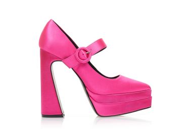 Γόβες φούξια σατέν δίπατες με μπαρέτα μυτερές ΦΟΥΞΙΑ - Tsoukalas - 