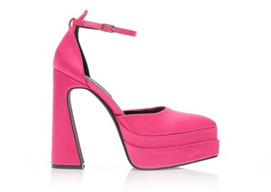 Γόβες φούξια σατέν δίπατες μυτερές ΦΟΥΞΙΑ - Tsoukalas - 