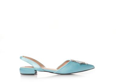 Γόβες γαλάζιες σατέν με σχέδιο απο στρας ΓΑΛΑΖΙΟ - Tsoukalas - 