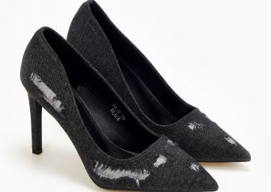 Γόβες jean με ιδιαιτερο σχέδιο - Μαύρο - Issue - 