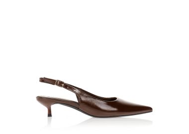 Γόβες καφέ slingback χαμηλές ΚΑΦΕ - Tsoukalas - 