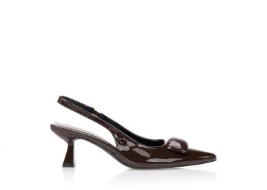 Γόβες καφέ slingback με αγκράφα ΚΑΦΕ - Tsoukalas - 