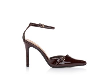 Γόβες καφέ slingback με μπαρέτα ΚΑΦΕ - Tsoukalas - 