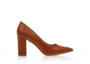 Γόβες κάμελ δερματίνη μυτερές ΚΑΜΕΛ - Tsoukalas - 