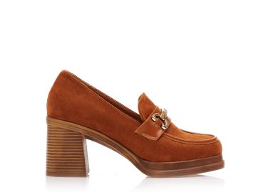 Γόβες κάμελ σουέτ με αγκράφα και στρας ΚΑΜΕΛ - Tsoukalas - 