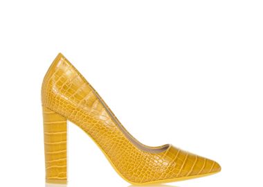 Γόβες κίτρινες λουστρίνι animal print ΚΙΤΡΙΝΟ - Tsoukalas - 