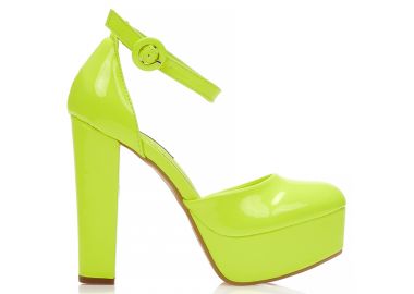 Γόβες κίτρινες λουστρίνι με φιάπα και λουράκι στον αστράγαλο ΚΙΤΡΙΝΟ - Tsoukalas - 